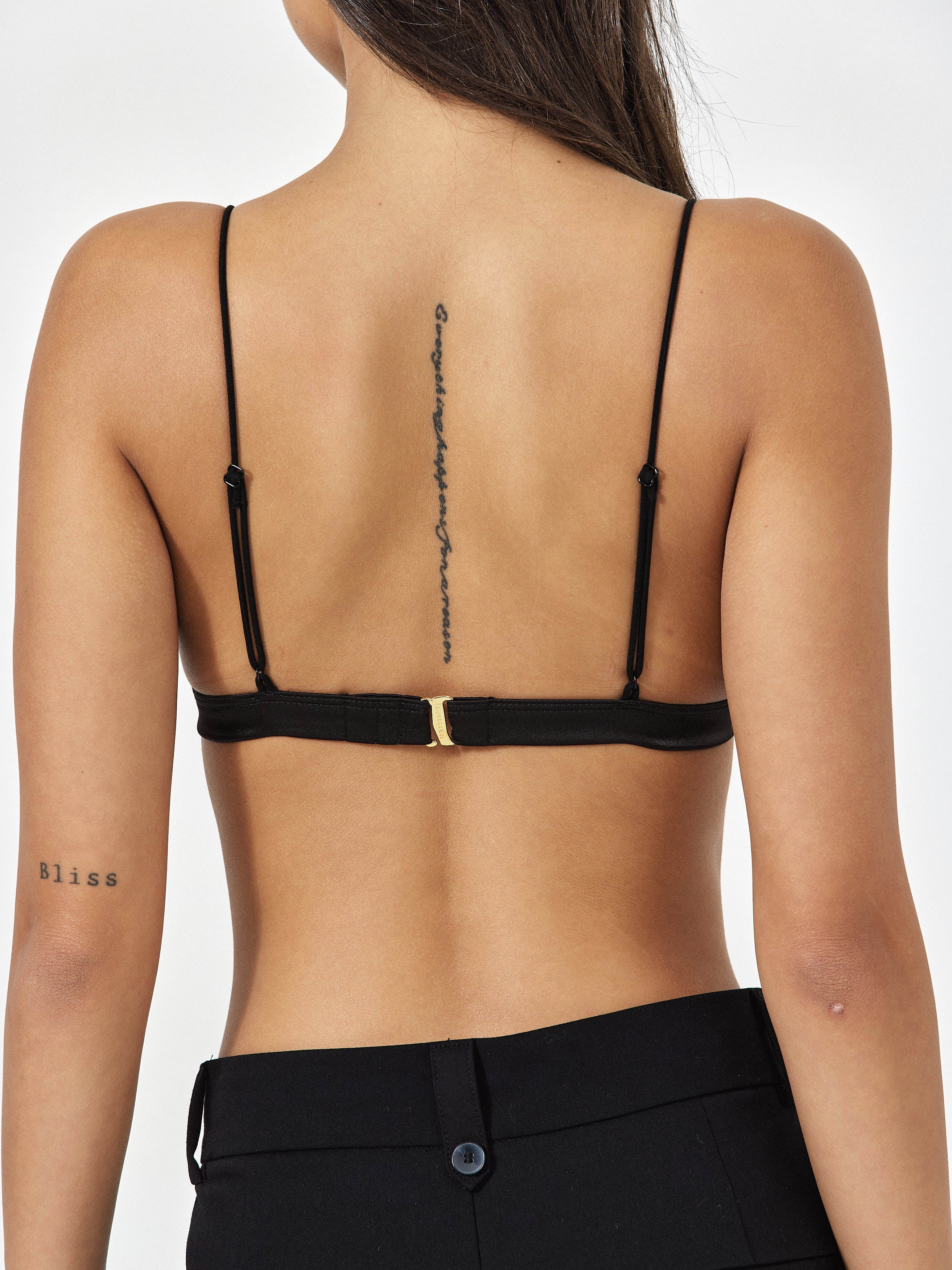 Side View Of Black Bralette With Adjustable Straps