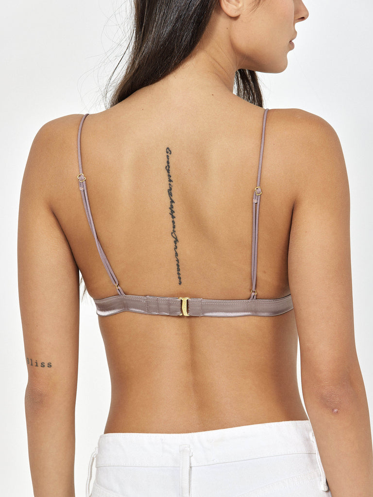 Side View Of Latte Bralette With Adjustable Straps