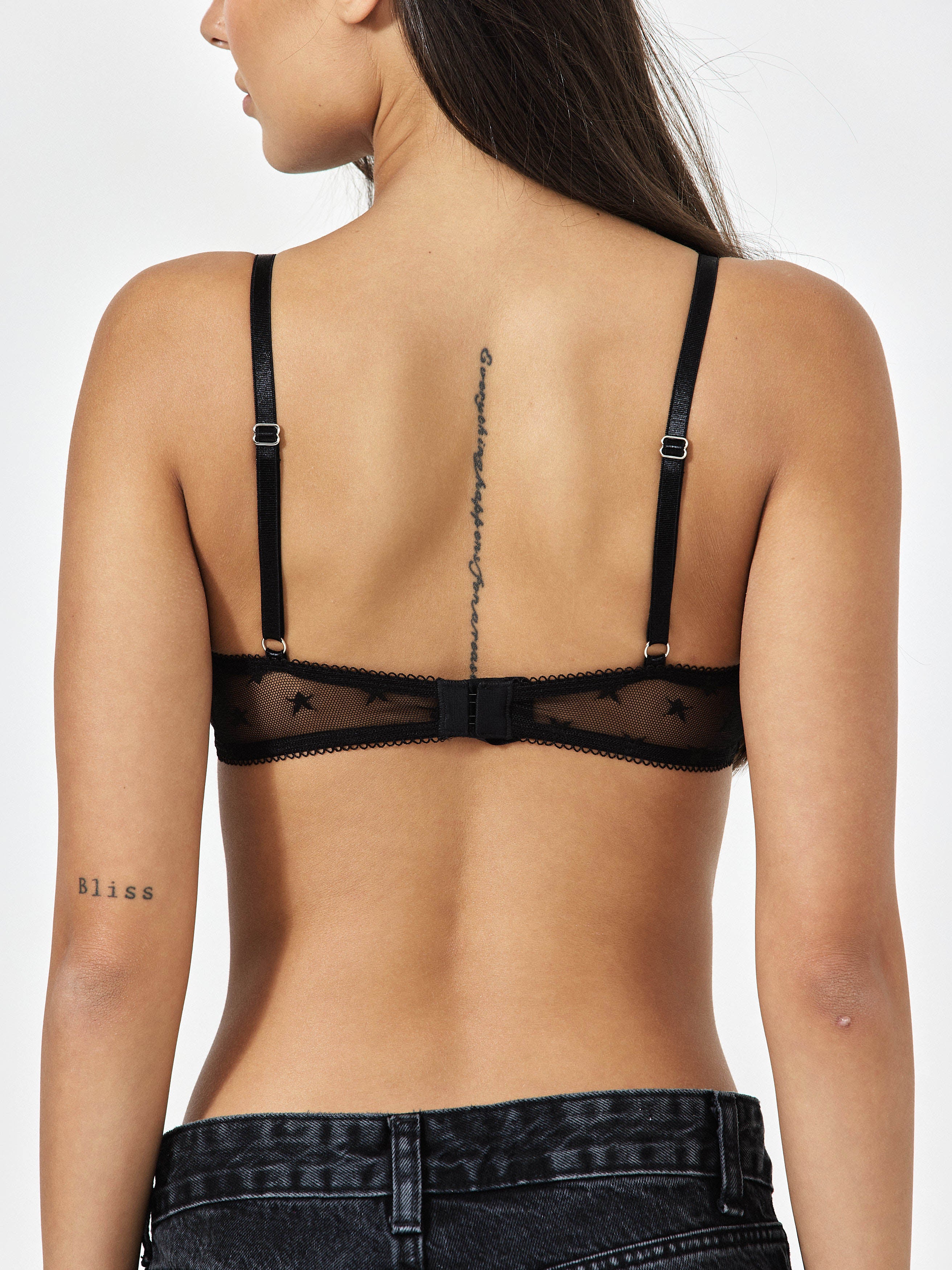 Side View Of Black Bralette With Adjustable Straps