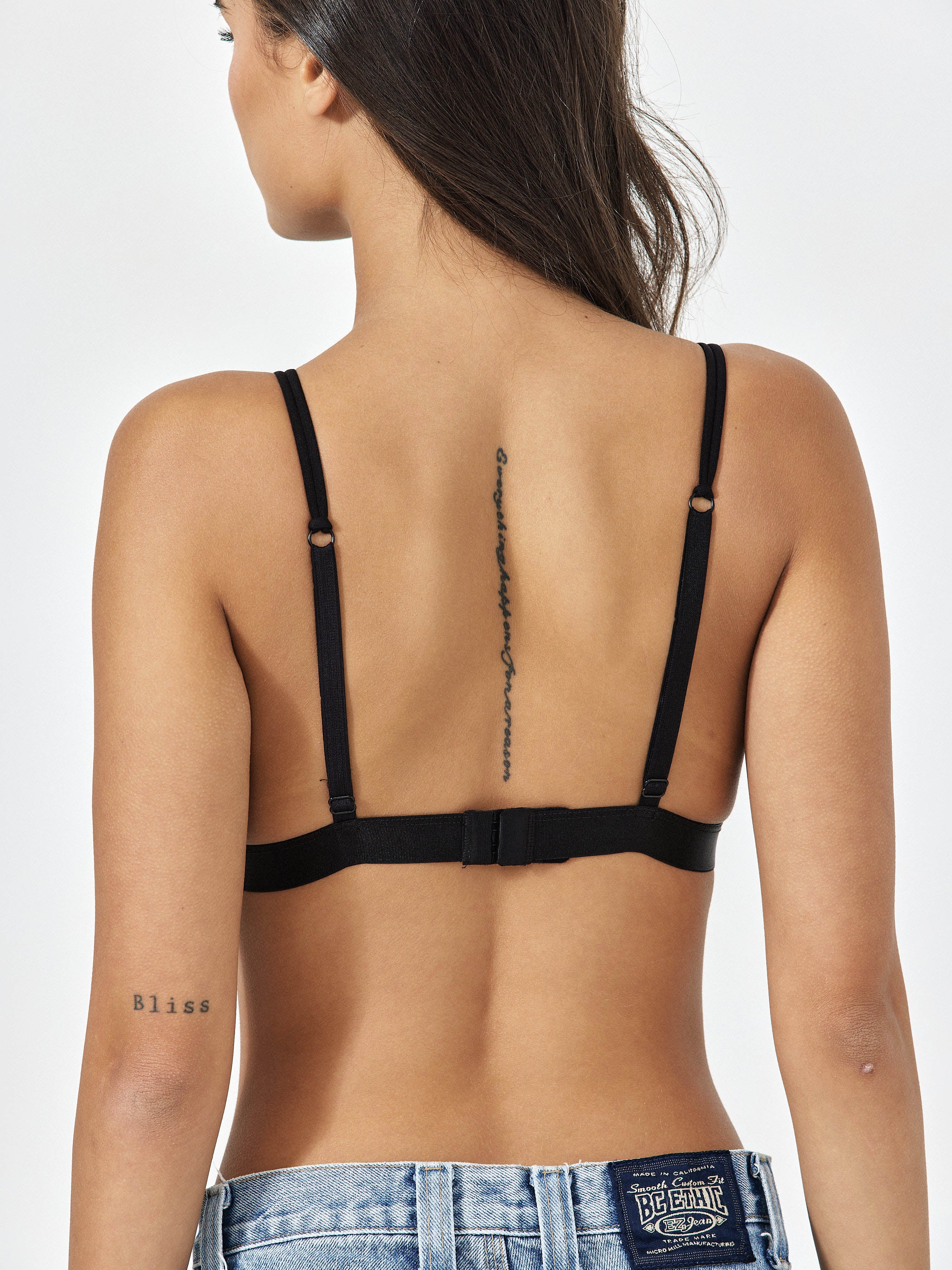 Side View Of Black Bralette With Adjustable Straps