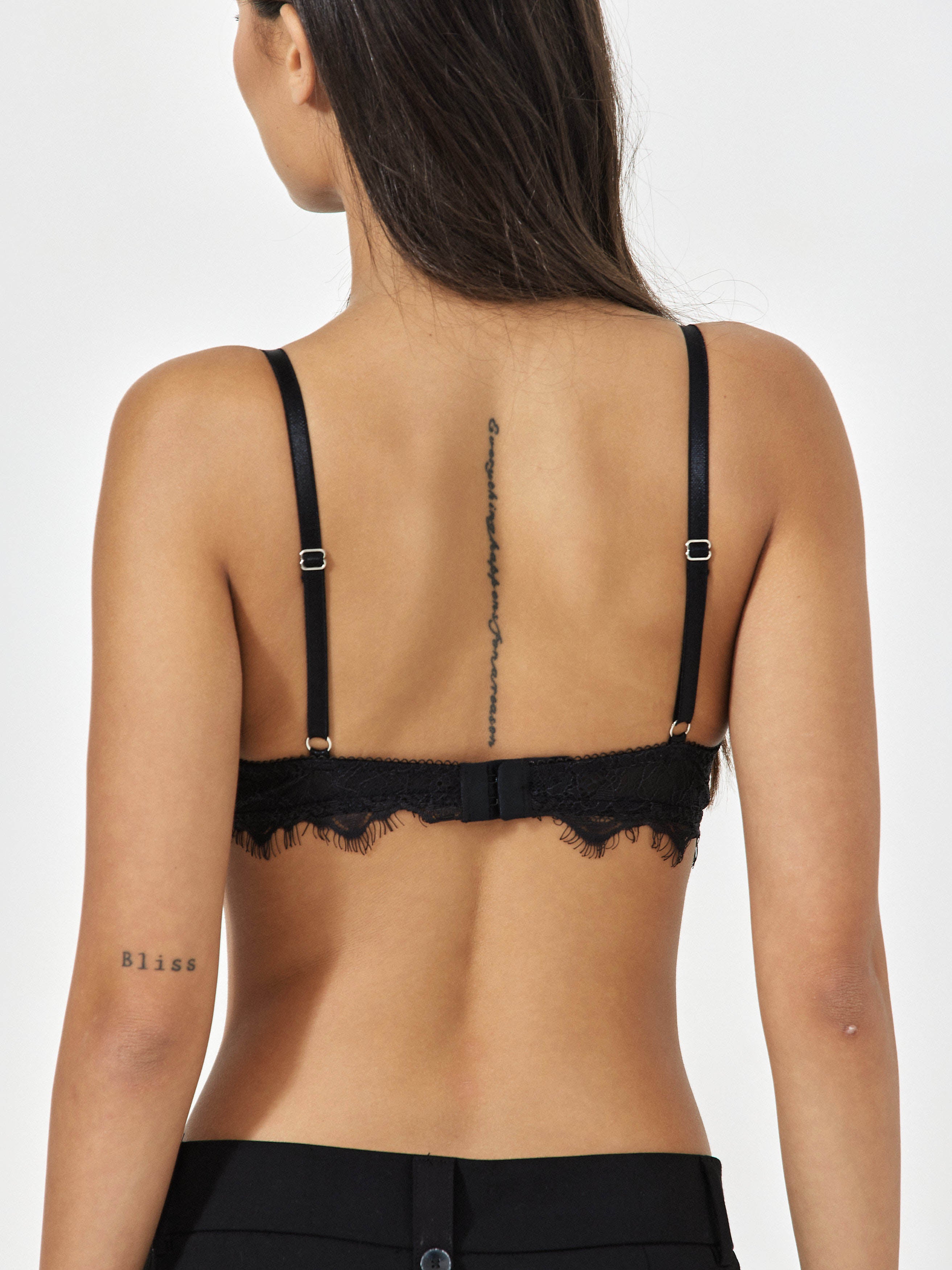 Side View Of Black Bralette With Adjustable Straps