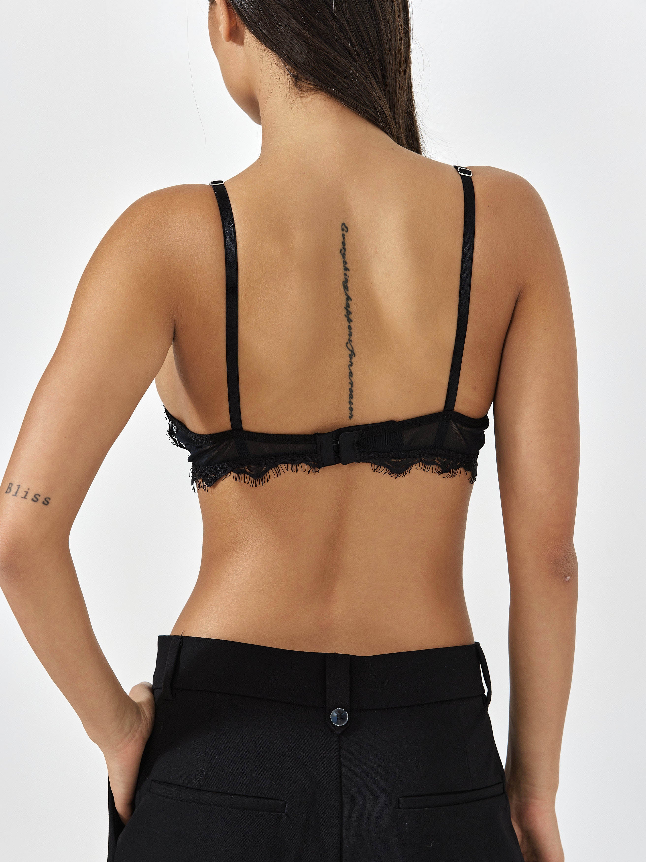 Side View Of Black Bralette With Adjustable Straps