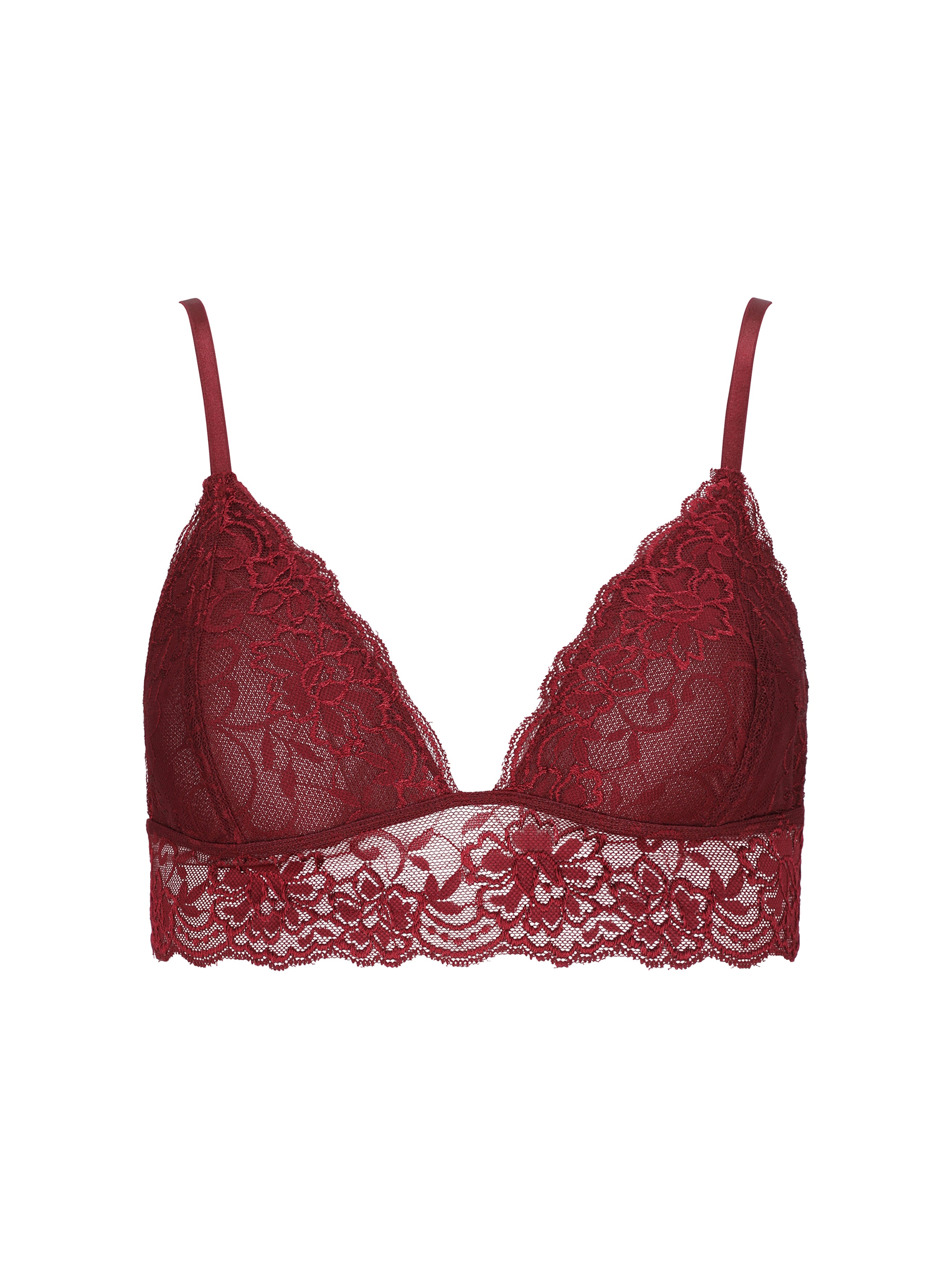 Burgundy Bralette With Lace Detailing