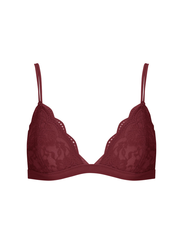 Burgundy Bralette With Lace Detailing