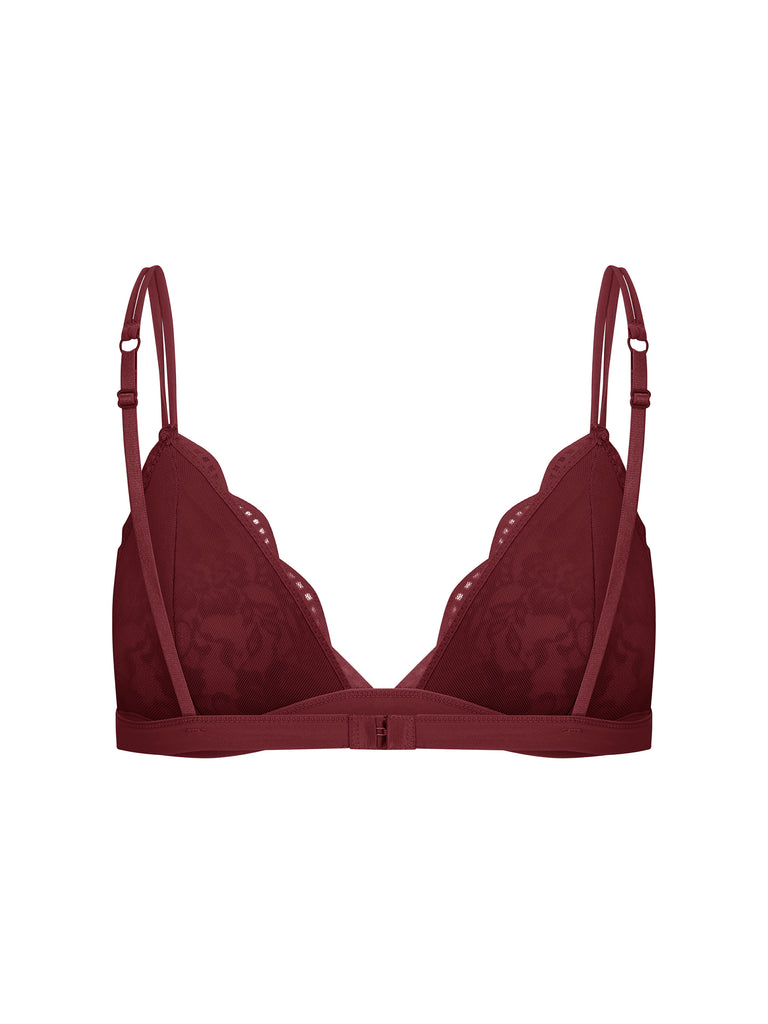 Burgundy Bralette With Lace Detailing