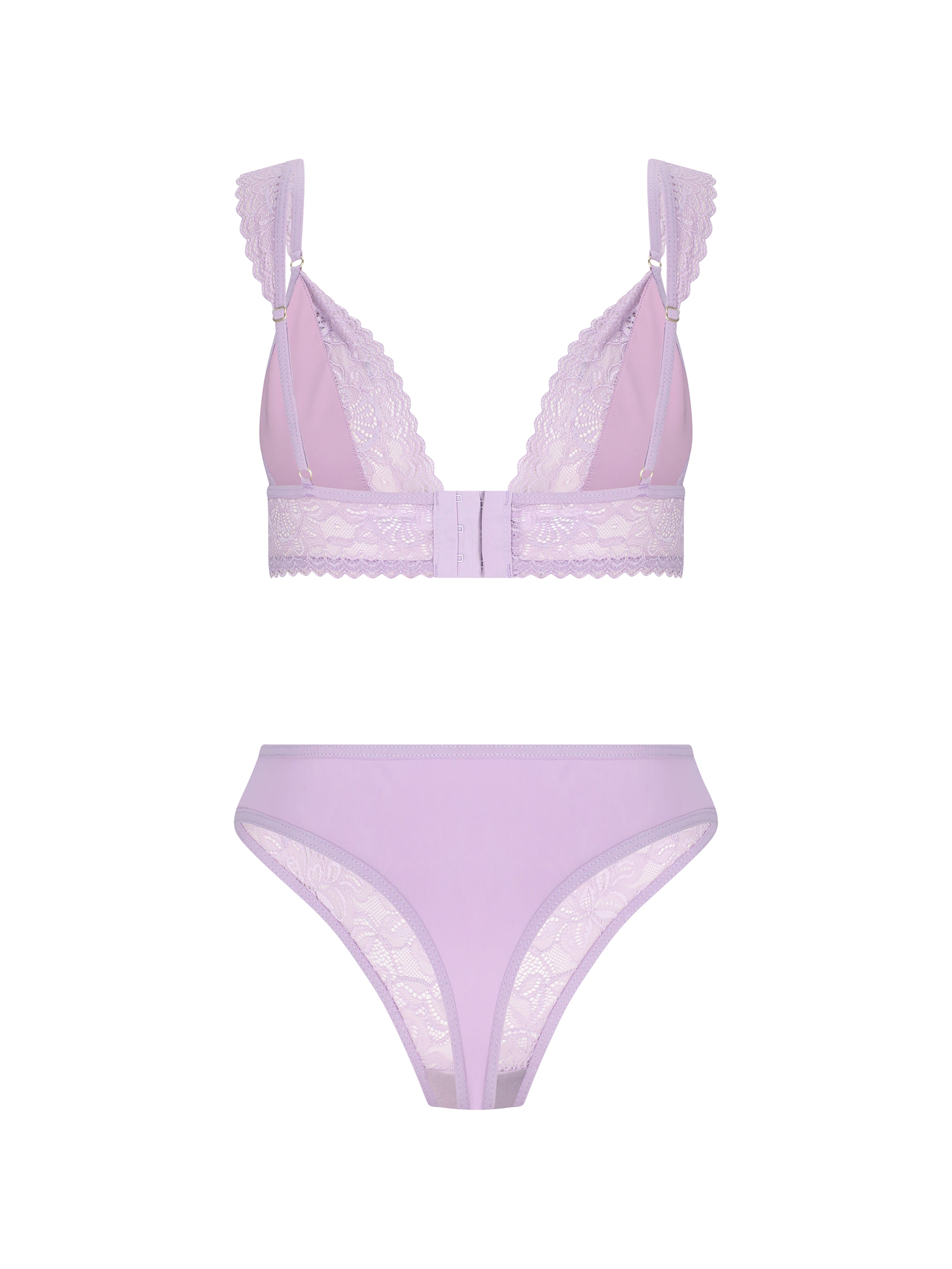 Lavender Bralette Set With Lace Detailing