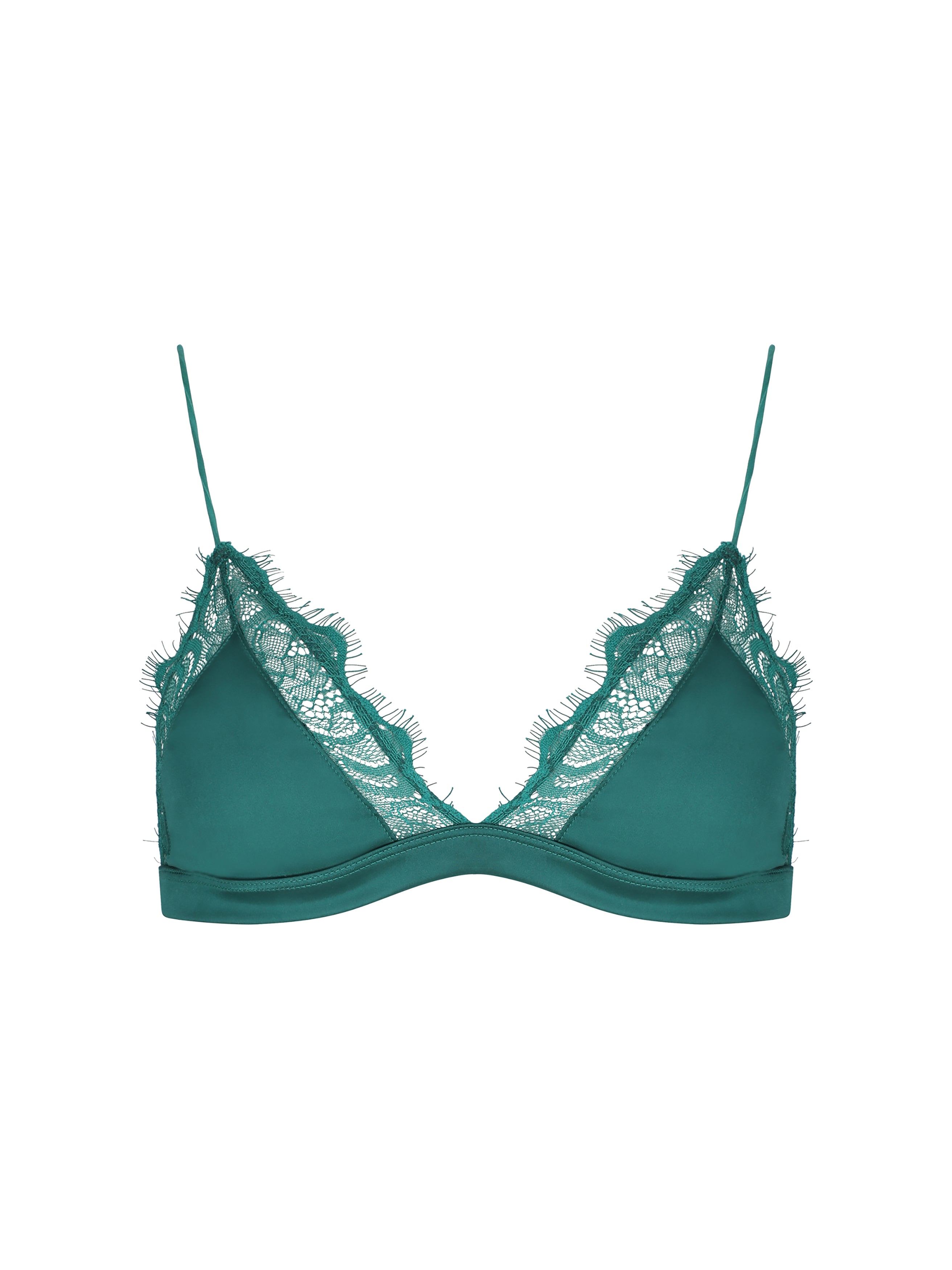 Emerald Green Bralette With Lace Detailing