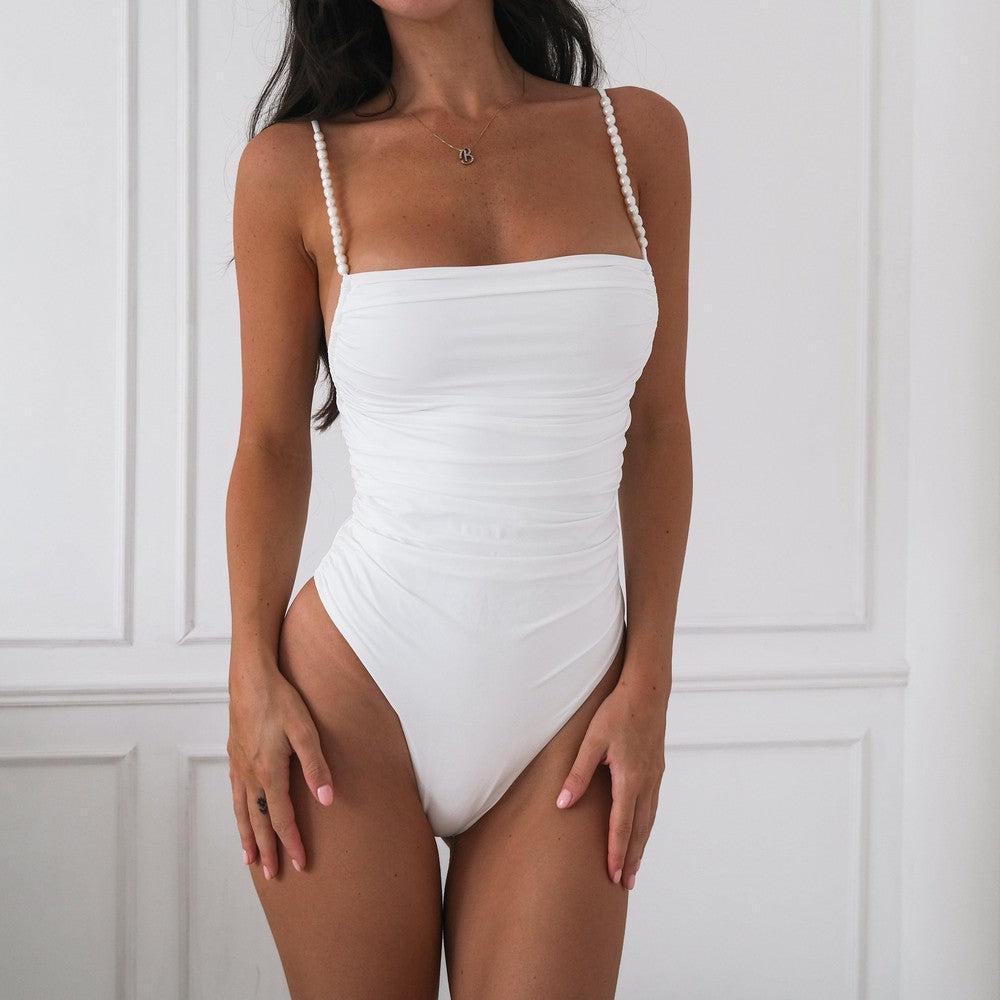 White One Piece With Lace Detailing