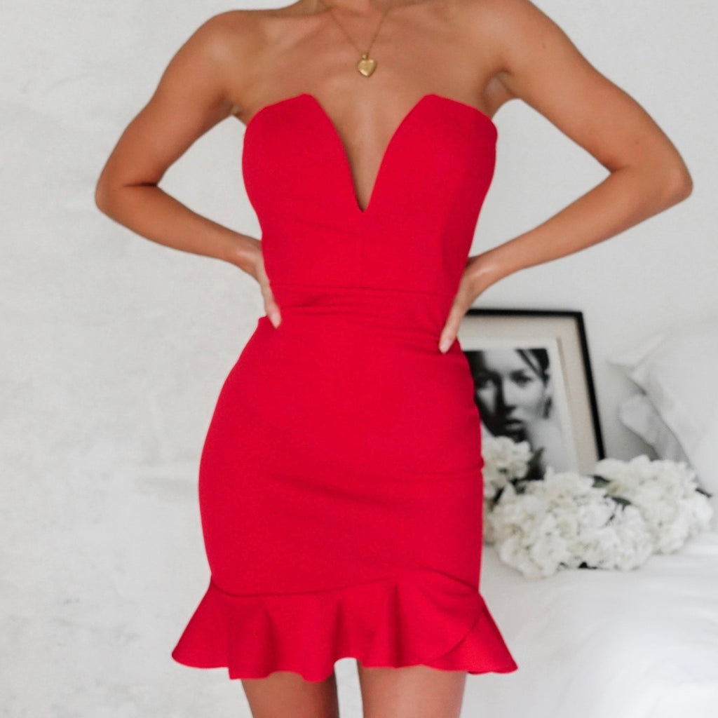 Arielle Strapless Dress -Red – Love Loren