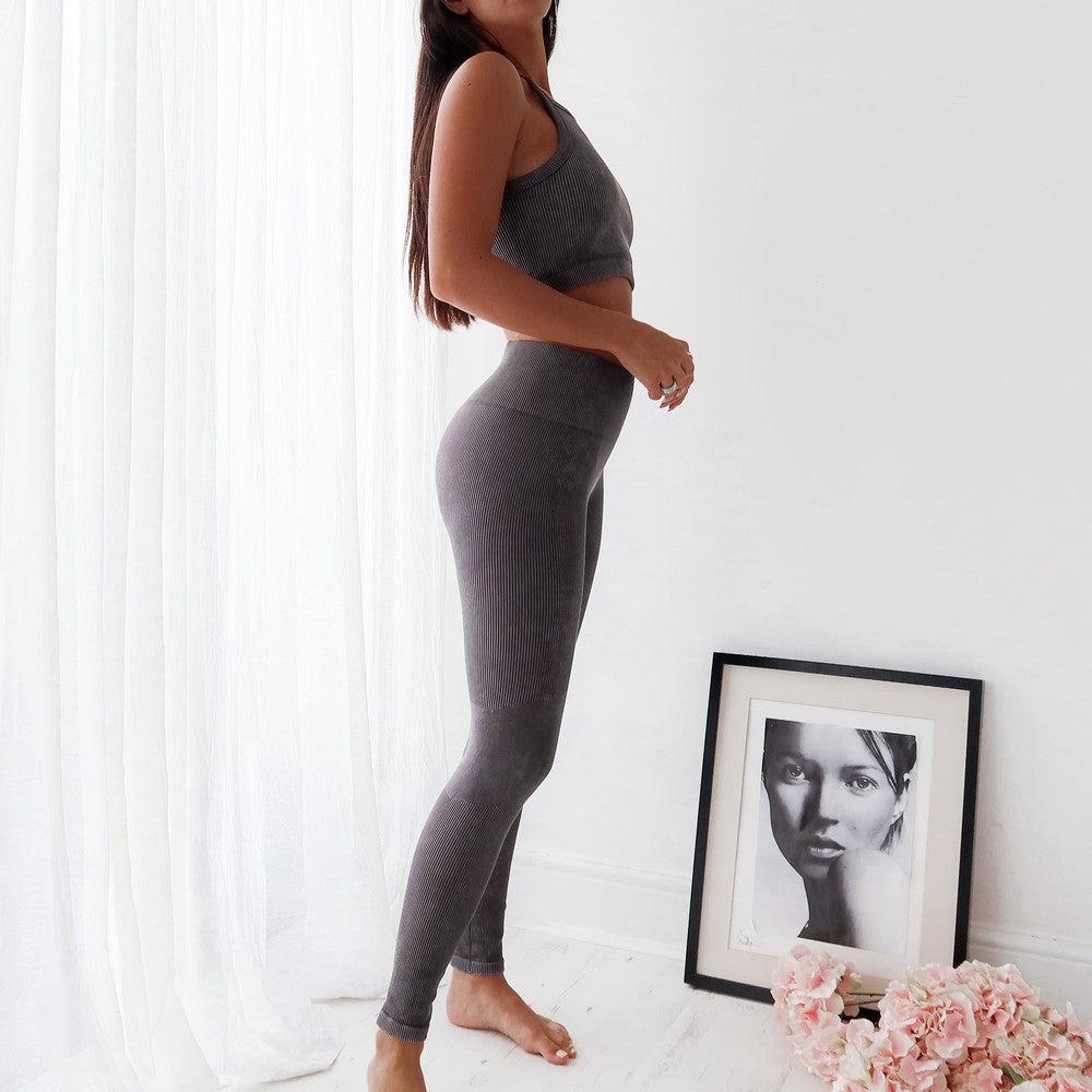 Seamless High Waist Leggings- Grey-High Waist Leggings