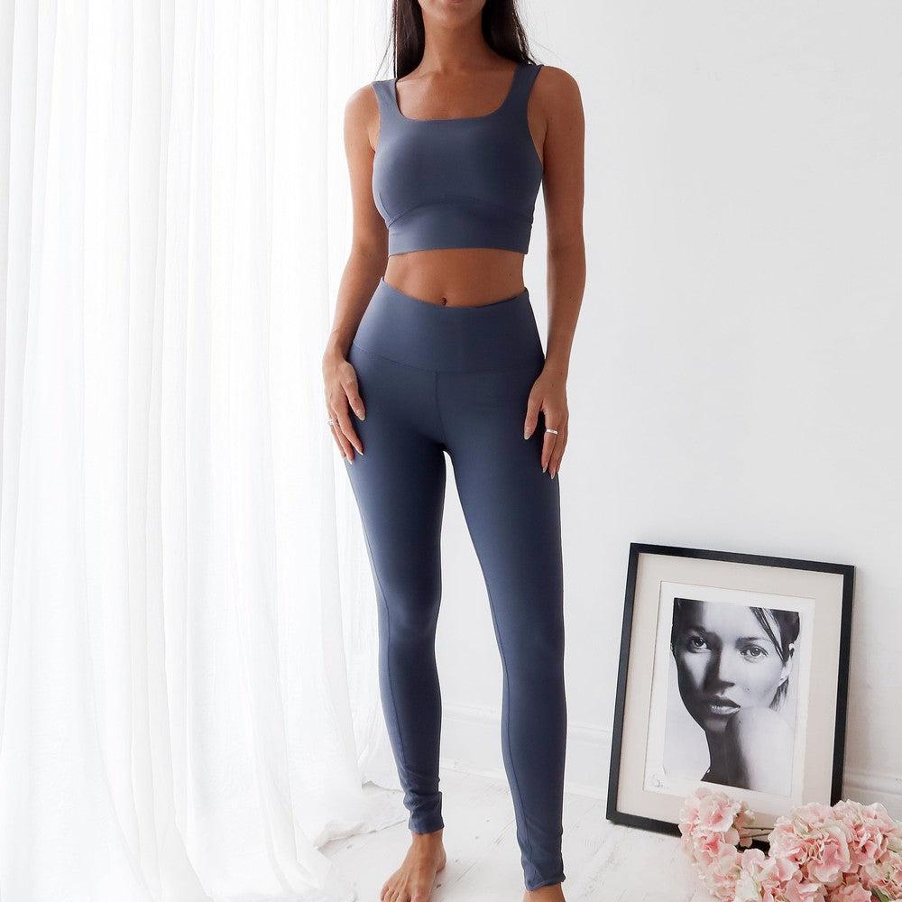 Seamless High Waist Leggings- Dark Blue-High Waist Leggings