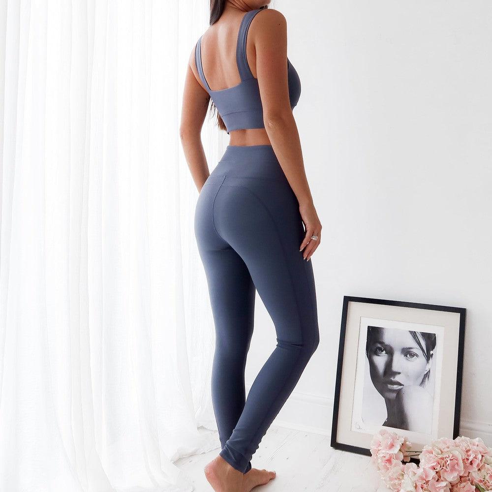 Seamless High Waist Leggings- Dark Blue-High Waist Leggings